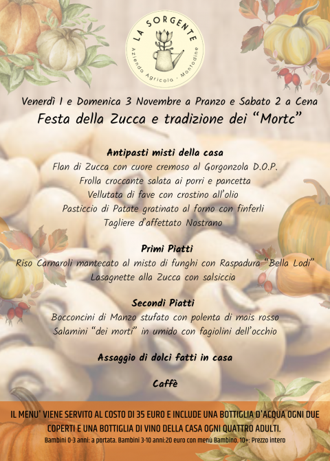 Da Venerdì 1 a Domenica 3 Novembre: tradizione dei "Mortc"... - Agriturismo "La Sorgente" (CR)